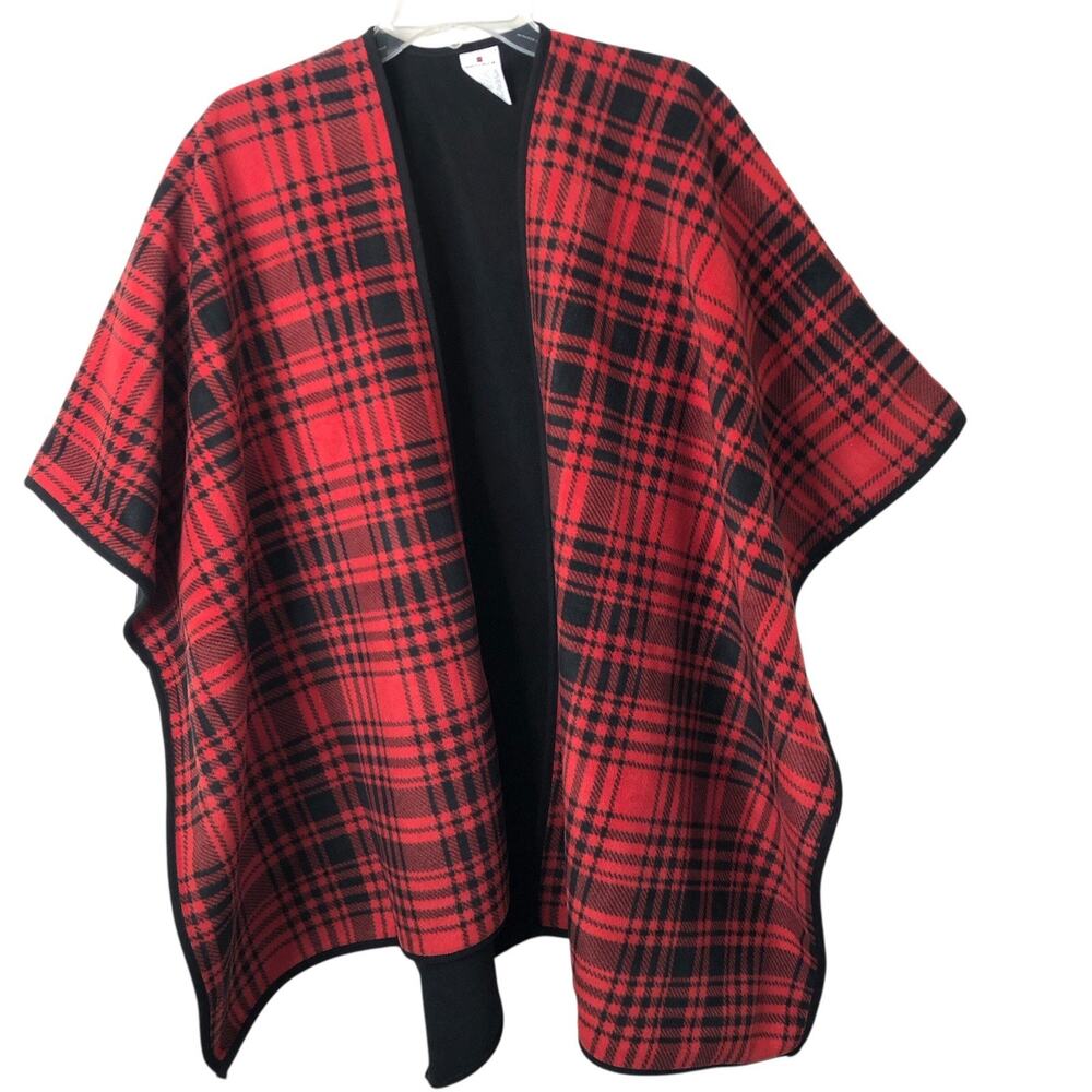 Woolrich Women's New Red/Black Plaid Reversible Wrap (2 Looks in 1) One Size